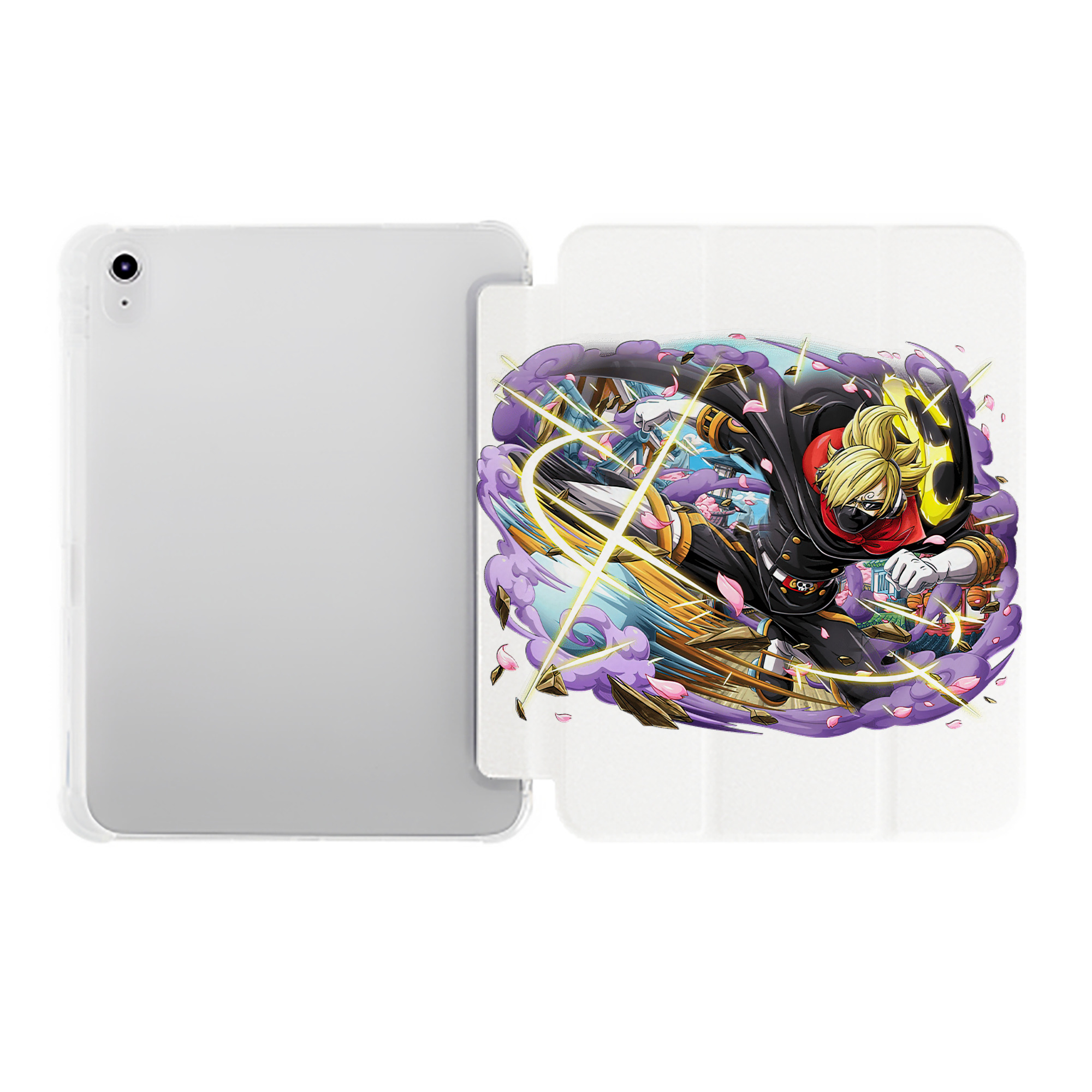 （画像用） ワンピース サンジ ONE PIECE Sanji IPad ケース ペン収納付き 三つ折りスタンド PUレザー×シリコン 対応機種9.5/10.5/10.9インチ